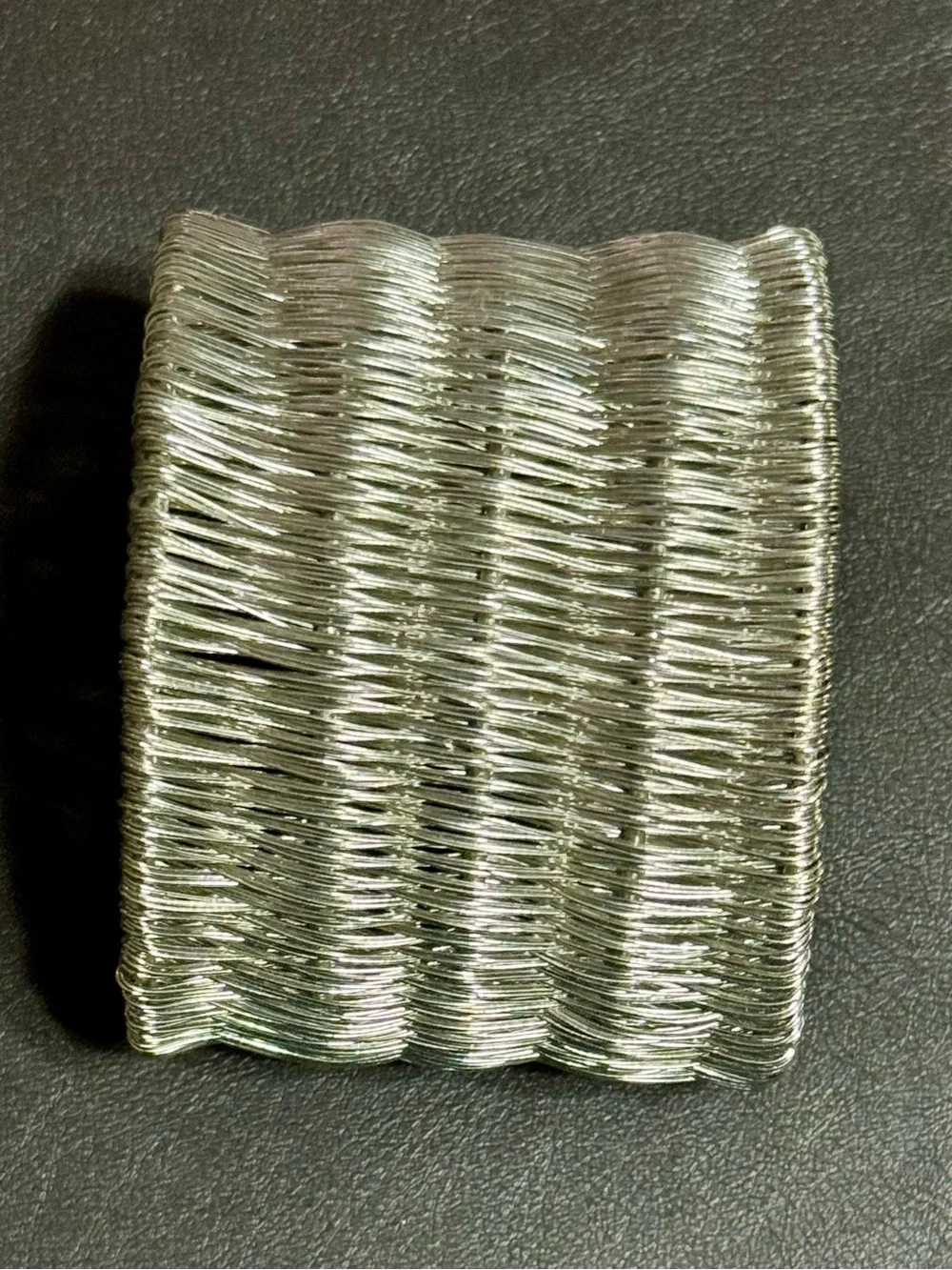 Metallic Silver Woven Wire Cuff Bracelet